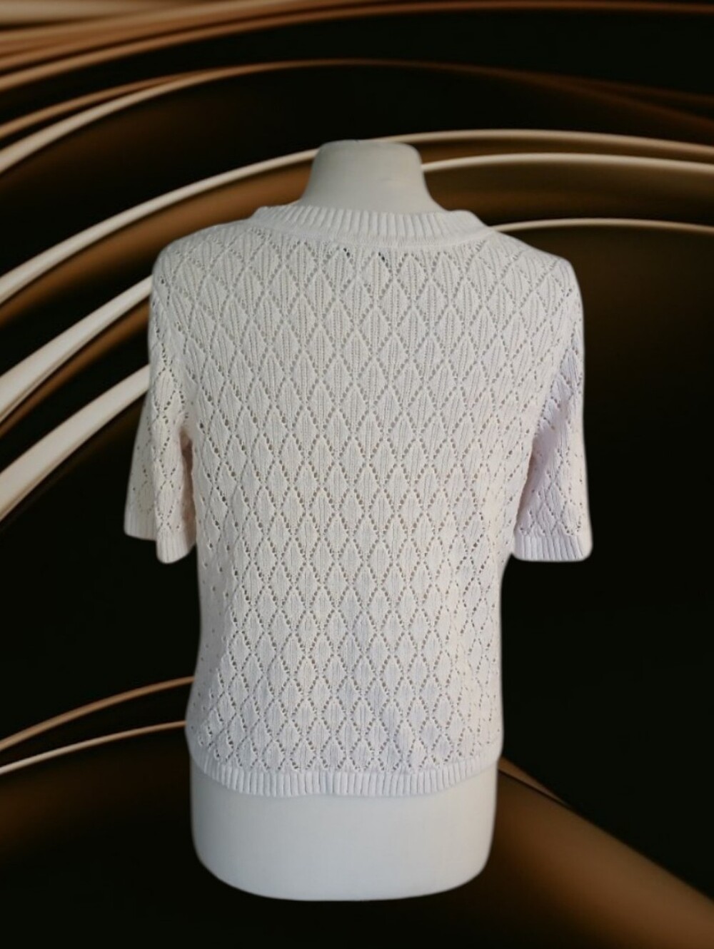 Christopher & Banks Cream Open-Front Short Sleeve Cardigan - Picture 4 of 7